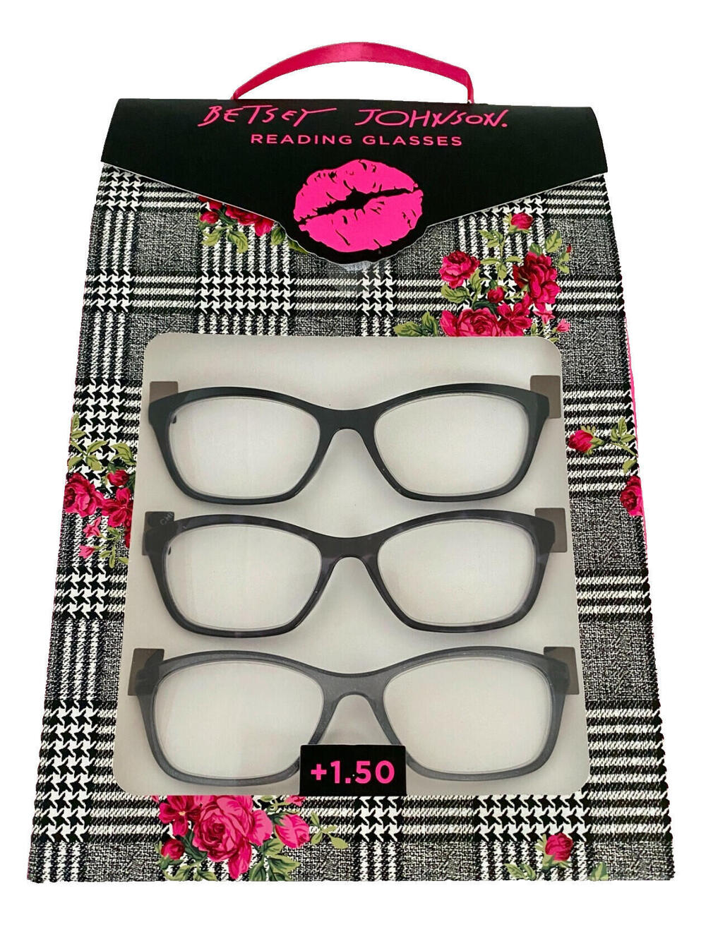 NWT Betsey Johnson Designer Reading Glasses 3 Pairs Set +1.50 Strength (Boxed)